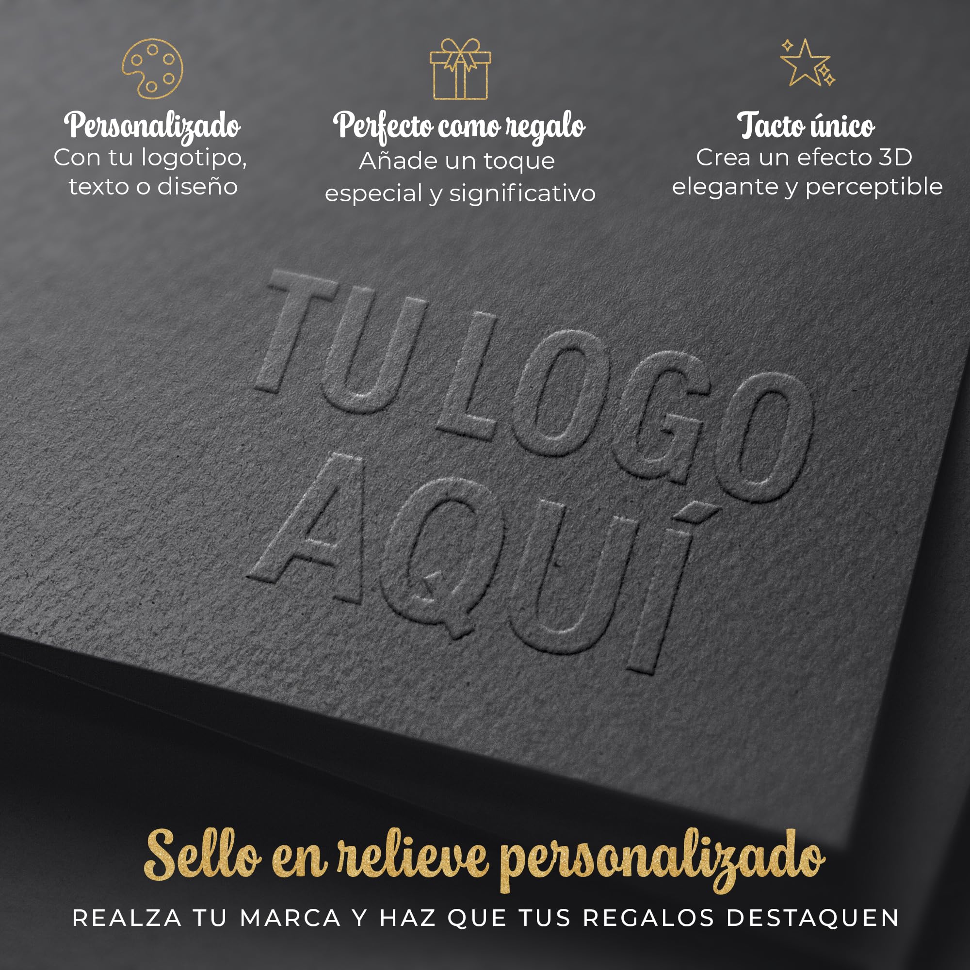 Sello en relieve personalizado – Pinza grabadora para papel con diseño propio – Ideal para invitaciones, regalos, papelería creativa y branding profesional (Portaplacas)