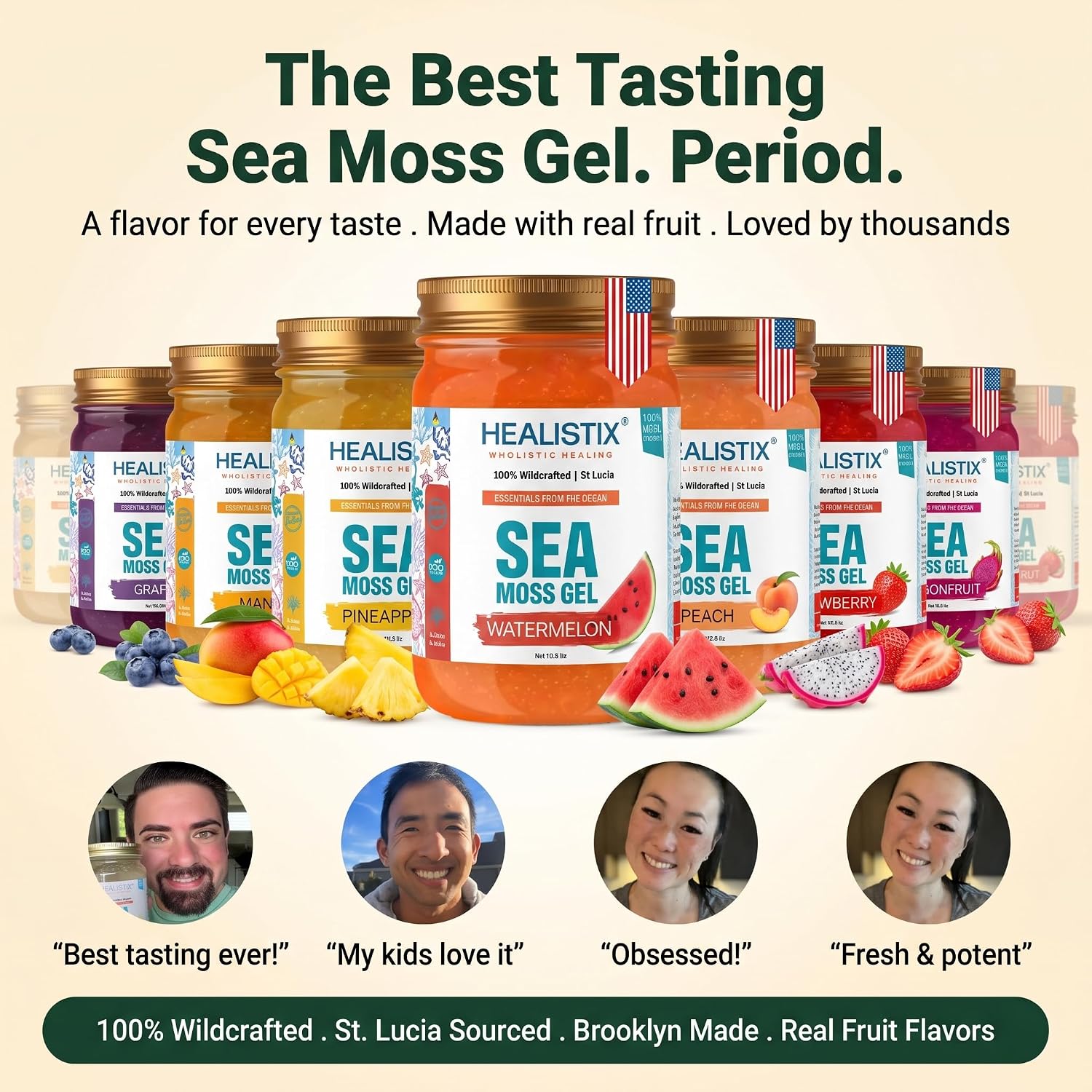 Healistix Watermelon Sea Moss Gel [16.5 Oz] - Exquisitely Crafted from Seamoss Wildcrafted in The Pristine Waters of St Lucia, A Natural Delight - Sea Vegetable In Glass Jar