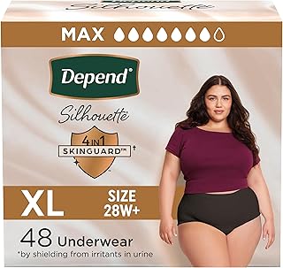 Depend Silhouette Adult Diapers, Incontinence & Postpartum Bladder Leak Underwear for Women, Maximum Absorbency,