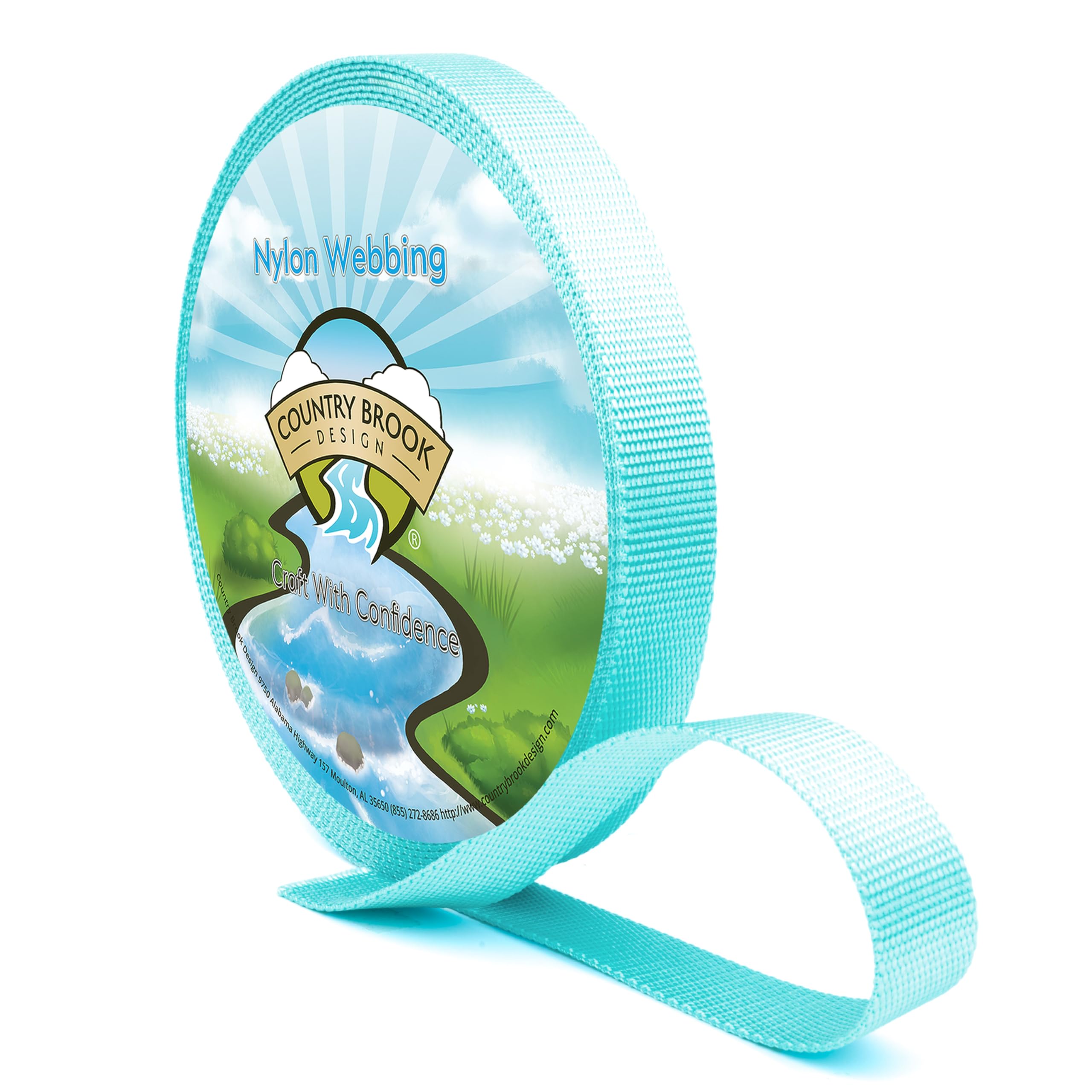 Country Brook Design - Nylon Webbing 3/4 Inch Straps for Bags, Furniture Straps, Molle Straps, Nylon Strap, Bag Straps, Lashing Straps, Purse Making Supplies (Light Cyan, 10 Yards)