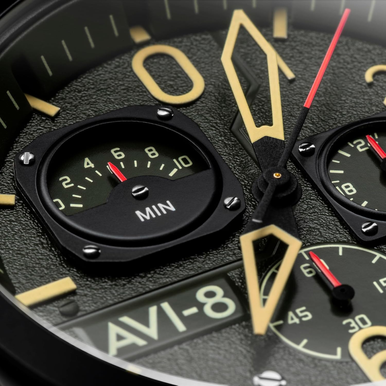 AVI-8 Hawker Hunter Men's Pilot Watch – Retrograde Chronograph, Japanese Quartz Movement, 45mm Stainless Steel Case, Leather, Rubber or Stainless Steel Strap, AV-4052