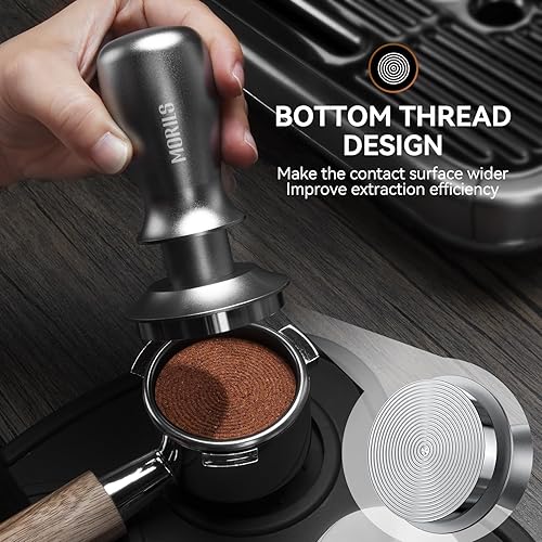 Miniatura 5 de Premium - Manipulador de café expreso de 2.283 in, con resorte calibrado constante de 30 libras, base de acero inoxidable, se adapta a todos los