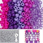 800PCS Blue Pony Beads Bulk, 5 Styles 6x9mm Pony Beads for Bracelets Making Kit, Kandi Hair Beads for Braids with 5M elstic string, Craft Beads for Jewelry Making (Blue Series)