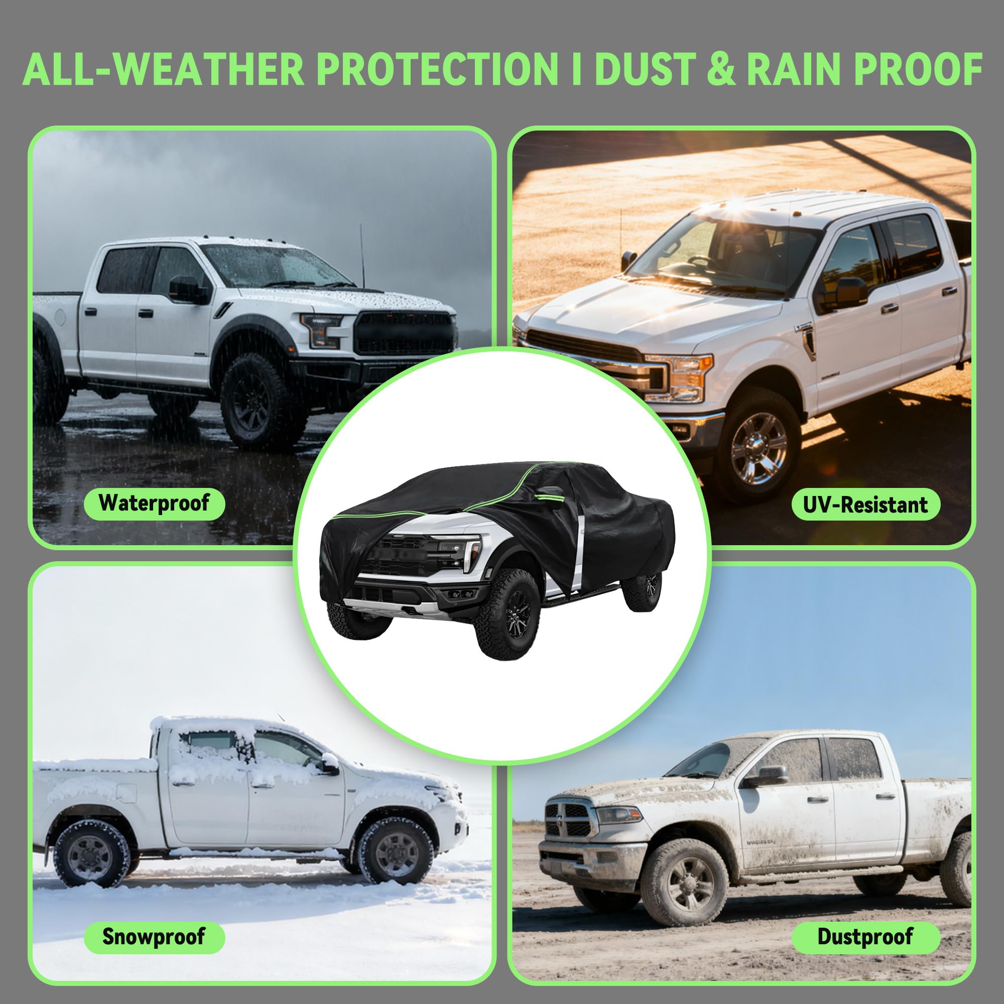 YIONCIO Car Cover for Chevrolet Silverado Pickup Truck 1999-2023 Durable 210D Oxford Fabric Waterproof UV-Resistant All-Weather Protection with — view 6