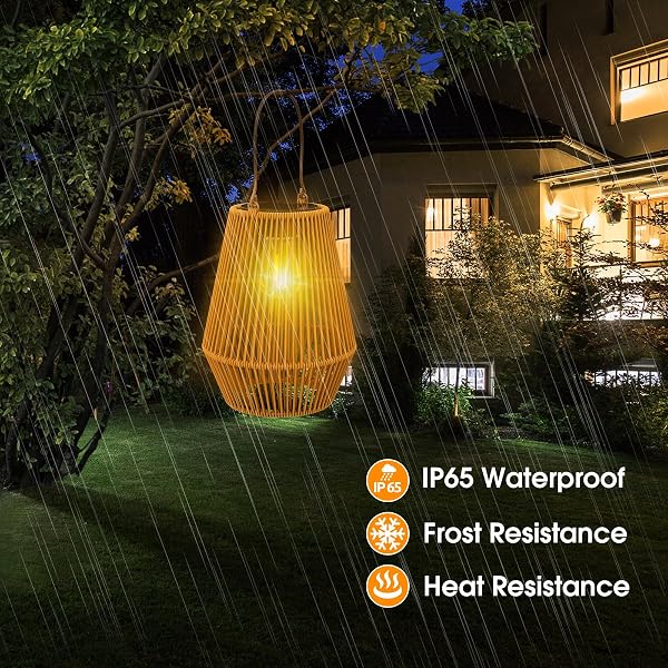 KagoLing Solar Laternen für Außen, 2 Stücke Solarlampen für Draußen im Böhmischen Stil mit LED-Glühbirne Hängend/Stehend Handgestrickte Solarlampen für Terrasse Garten Innenhof Balkon Deko weihnachten - 3