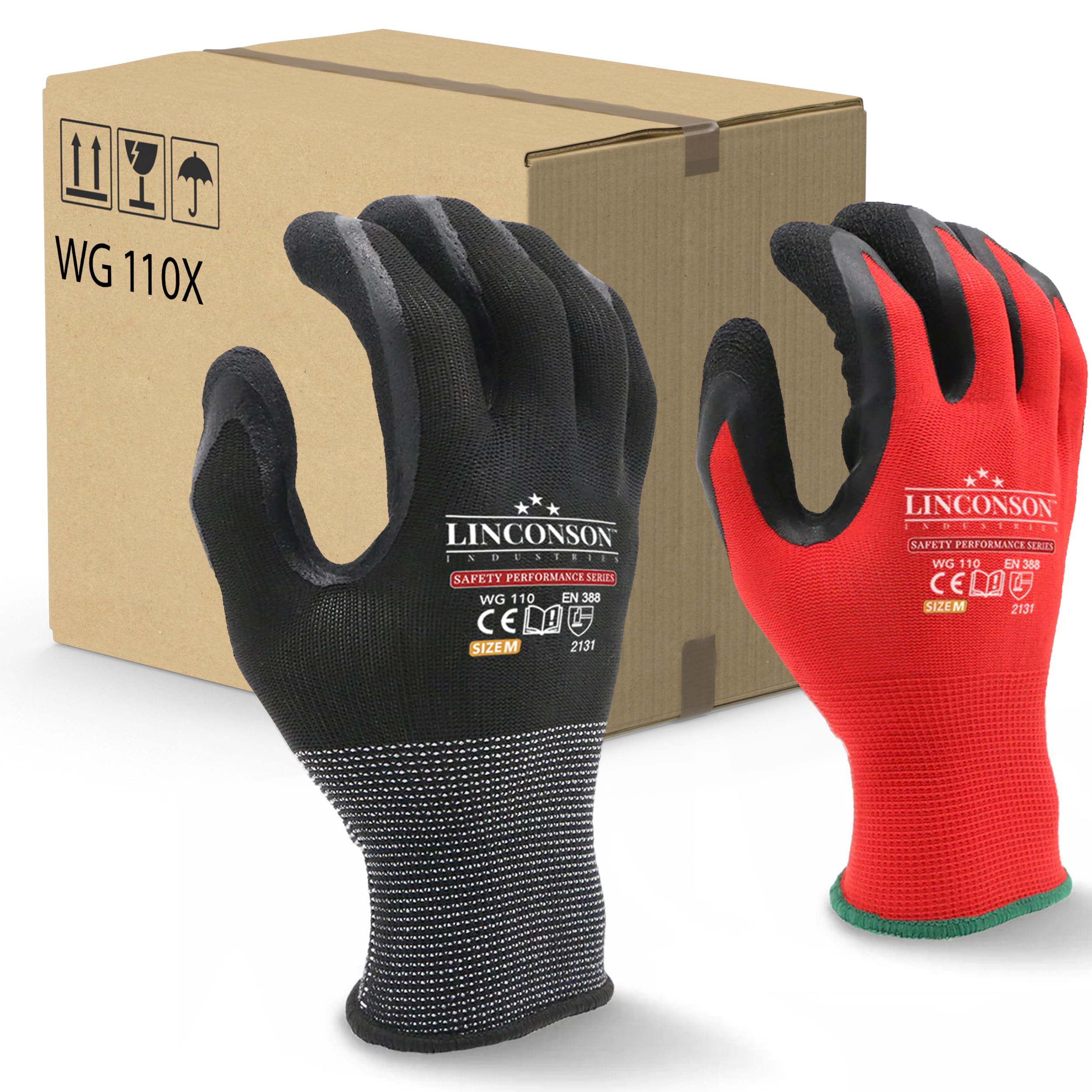 linconson 12 Pack Safety Performance Series Construction Mechanics Work Gloves