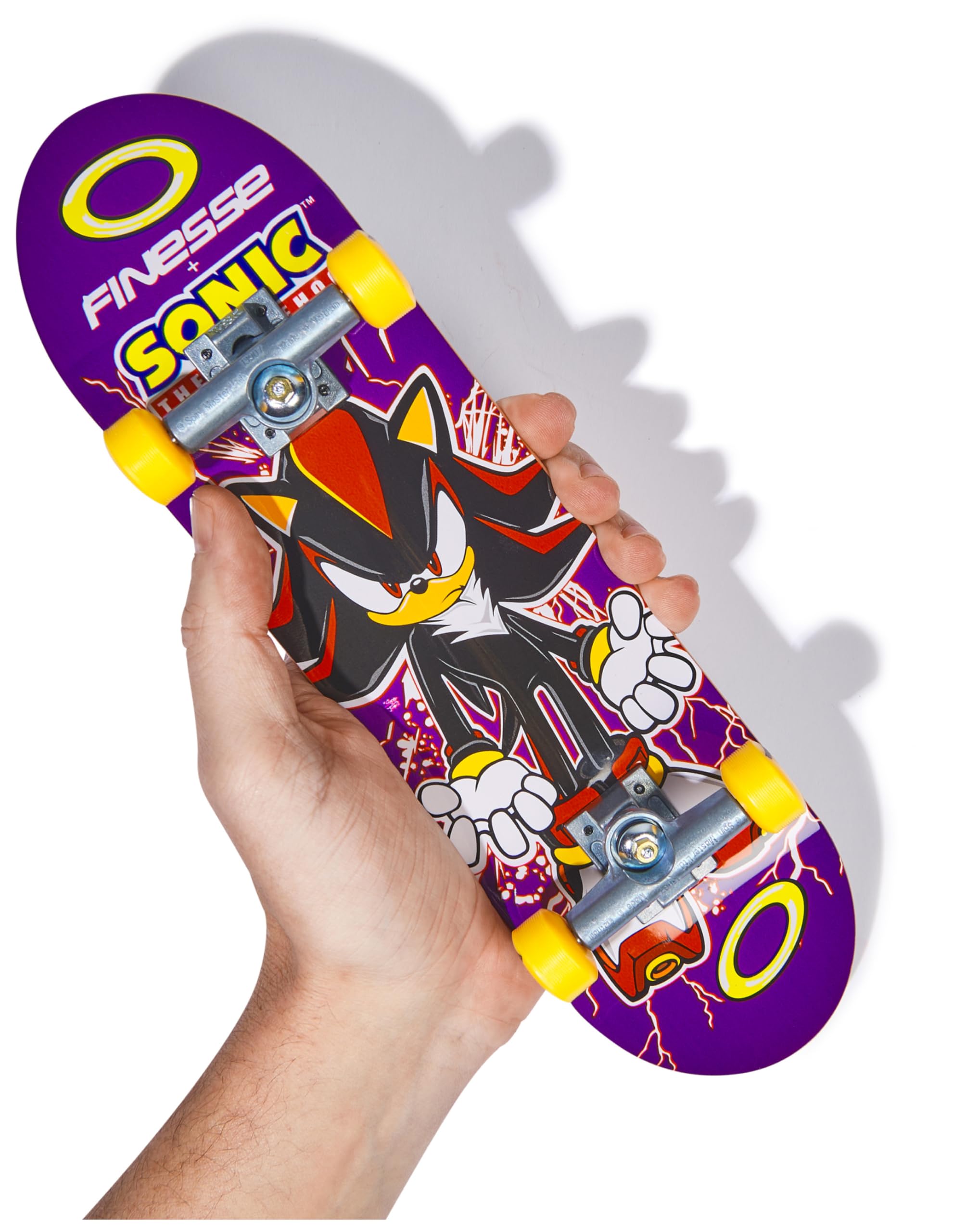 Tech Deck, Finesse X Sonic The Hedgehog Handboard; Mini Skateboard Autentici, Giocattoli per Bambini e Bambine da 6 Anni in su (da Usare Solo con Le Mani)