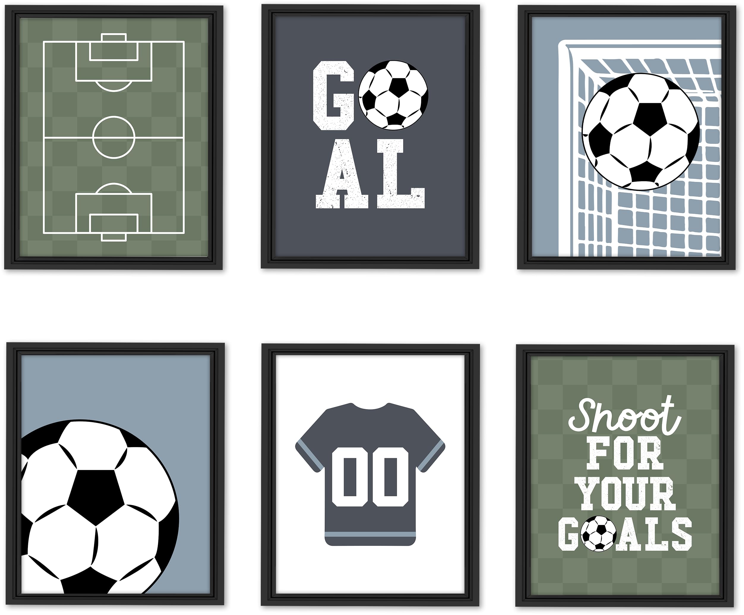 Hadley Designs 6 Soccer Wall Decor - Sports Room Decor for Boys, Soccer Pictures Wall Decors for Kids, Unframed Sports Game Art for Boys Bedroom, Made in USA
