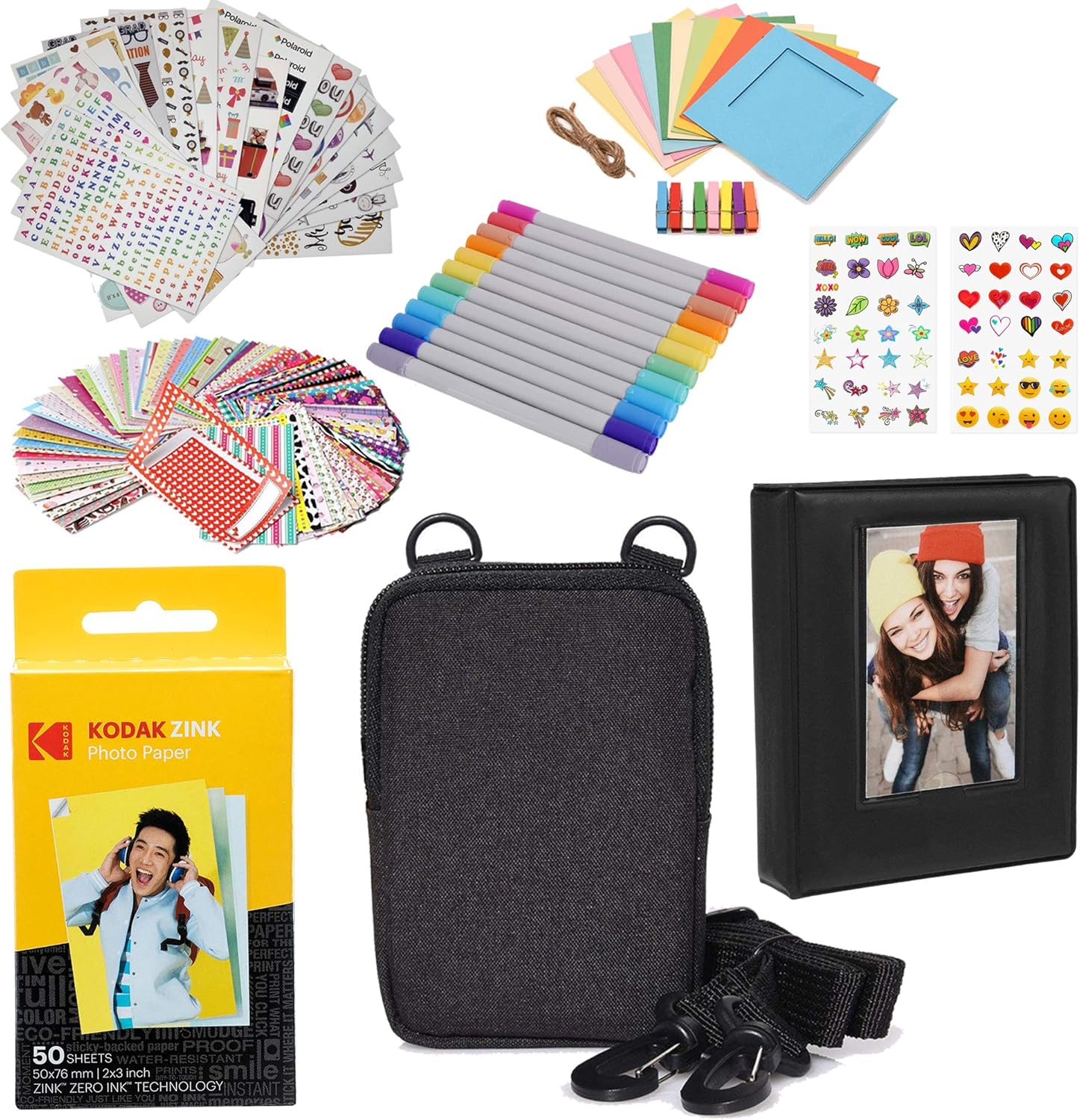 Kodak 2"x3" Premium Zink Photo Paper (50 Pack) Accesory Kit with Photo Album, Case, Stickers, Markers, Various