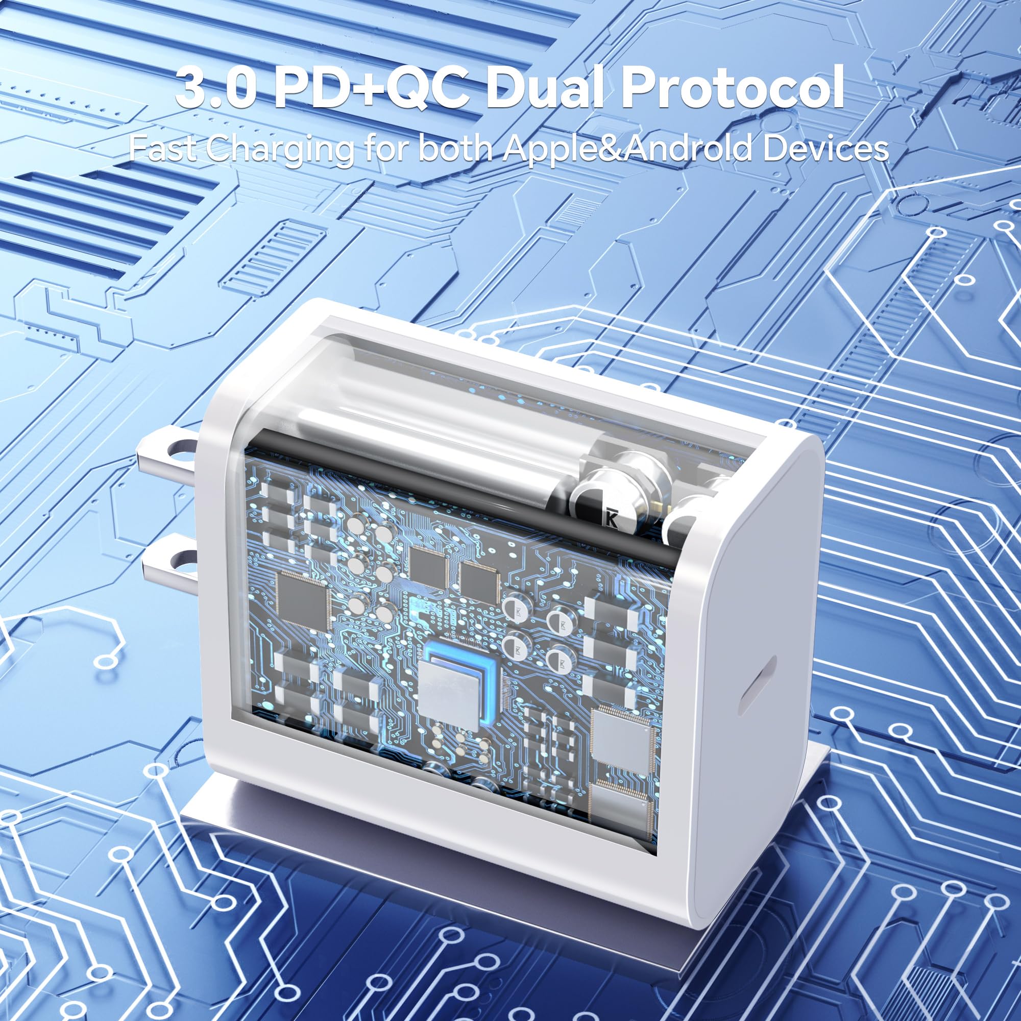 for iPhone USB C Charger Fast Charging, 3Pack 20W USB C Charger Block with 60W USB C to C Cable 6FT, USB C Charger Cord Compatible with iPhone 15 Plus/Pro Max/Pad Pro/Samsung S23/Android Charger White