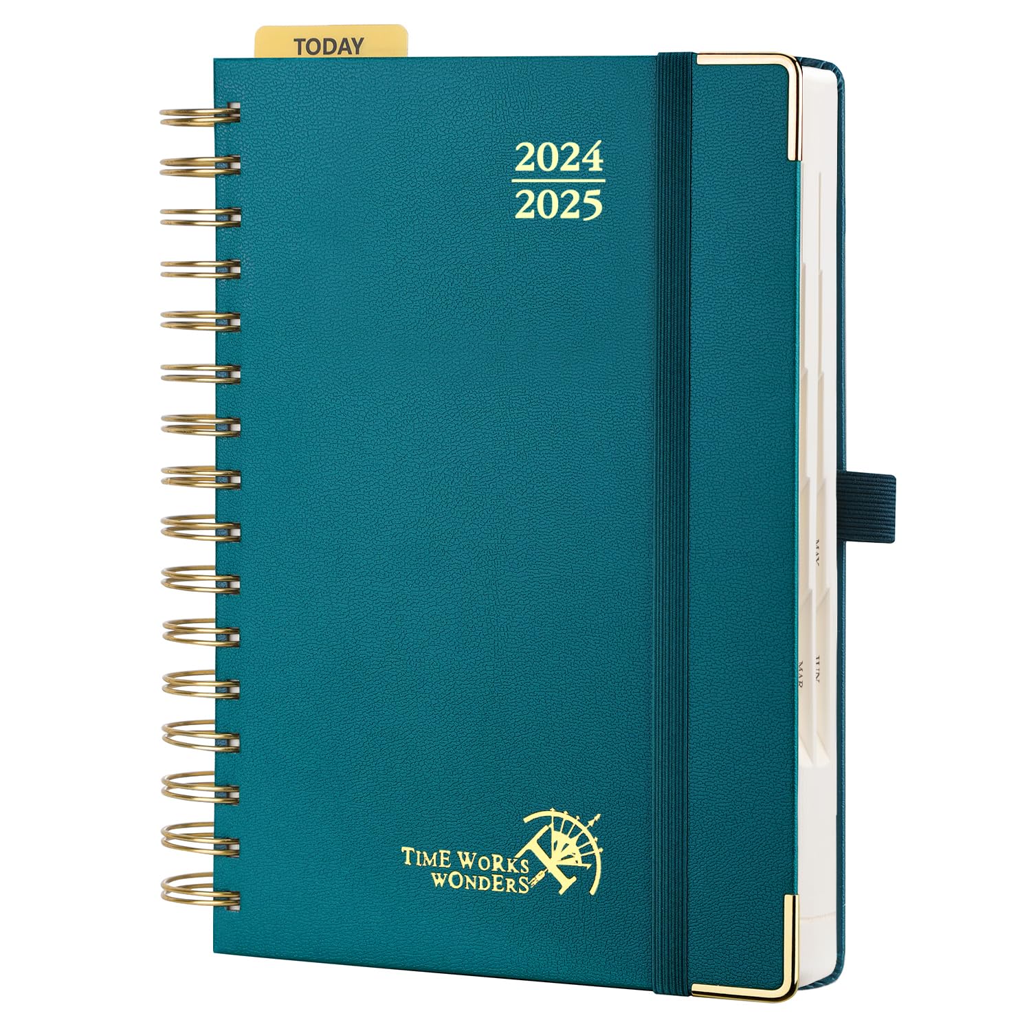 Photo 1 of POPRUN Daily Planner 2024-2025 One Page A Day - [Spiral Hardcover] Academic Calendar (July 24 - June 25) Hourly Appointment Book with Monthly Calendar, FSC Paper, 5.75" x 8.5" - Pacific Green Pacific Green 5.75" x 8.5"