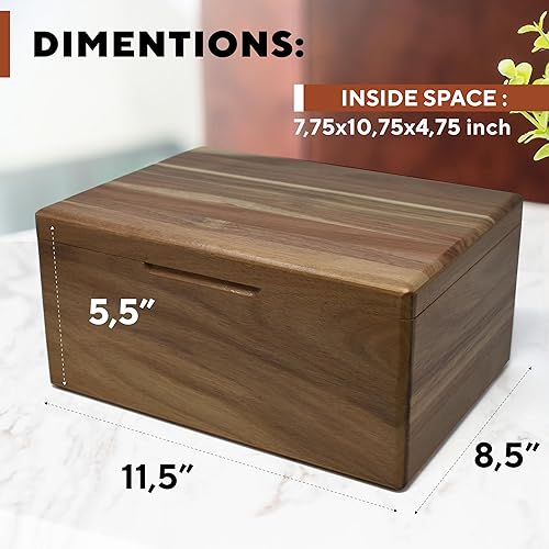 Miniatura 6 de Caja de madera grabada personalizada grande  Caja de recuerdo de madera de acacia con mensaje oculto personalizado, cajas de memoria de nogal para