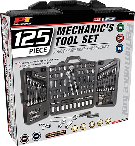 Miniatura 9 de Performance Tool W1525 SAEMetric - Juego de herramientas mecánicas de tres pliegues para reparaciones de automóviles, gris, 14 pulgadas, 38 pulgadas