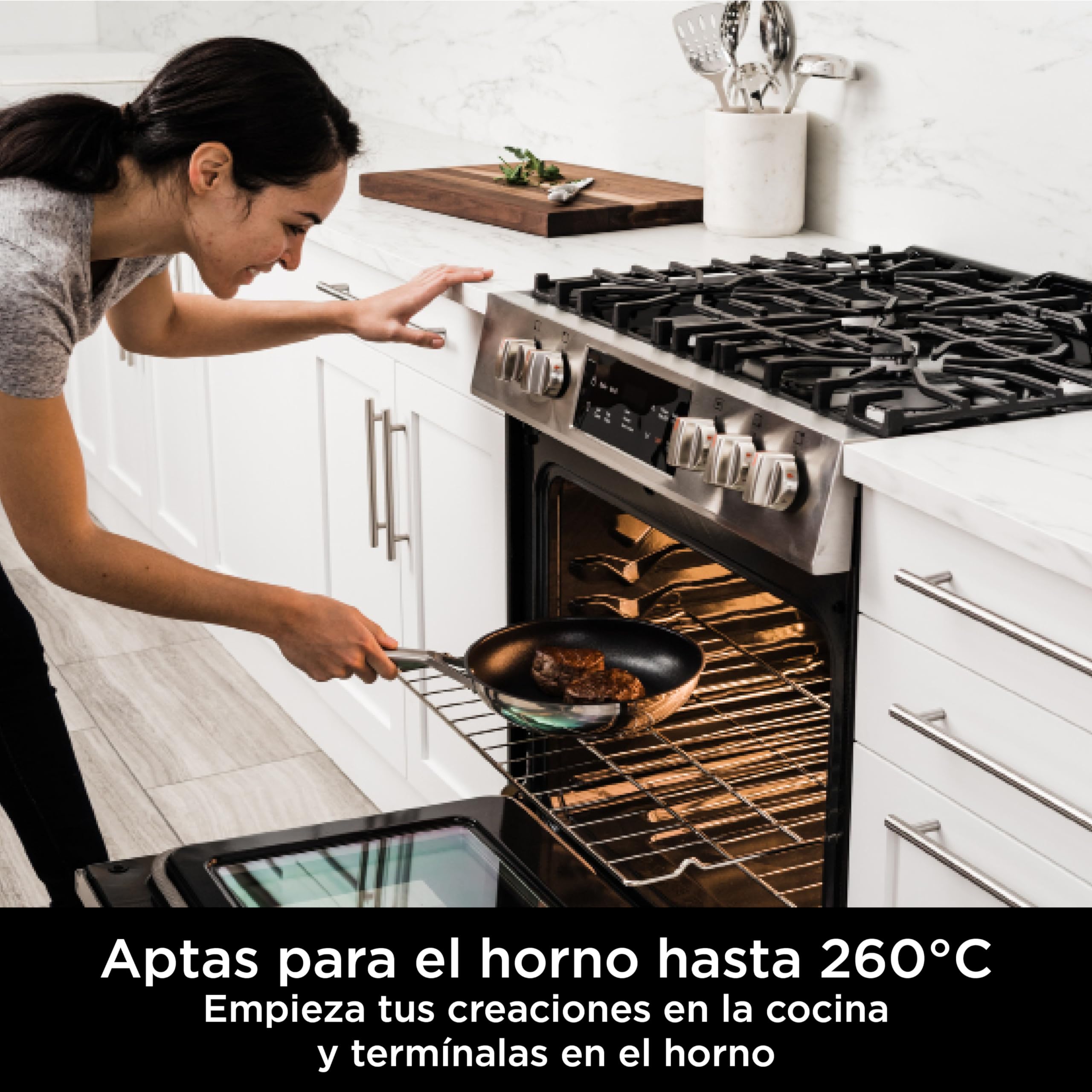 Ninja Foodi ZEROSTICK Juego de 3 cacerolas de 16, 18 y 20 cm, con tapa de vidrio templado, antiadherentes y en acero Inoxidable, aptas para inducción, lavavajillas y horno hasta 260 °C, C63000EU