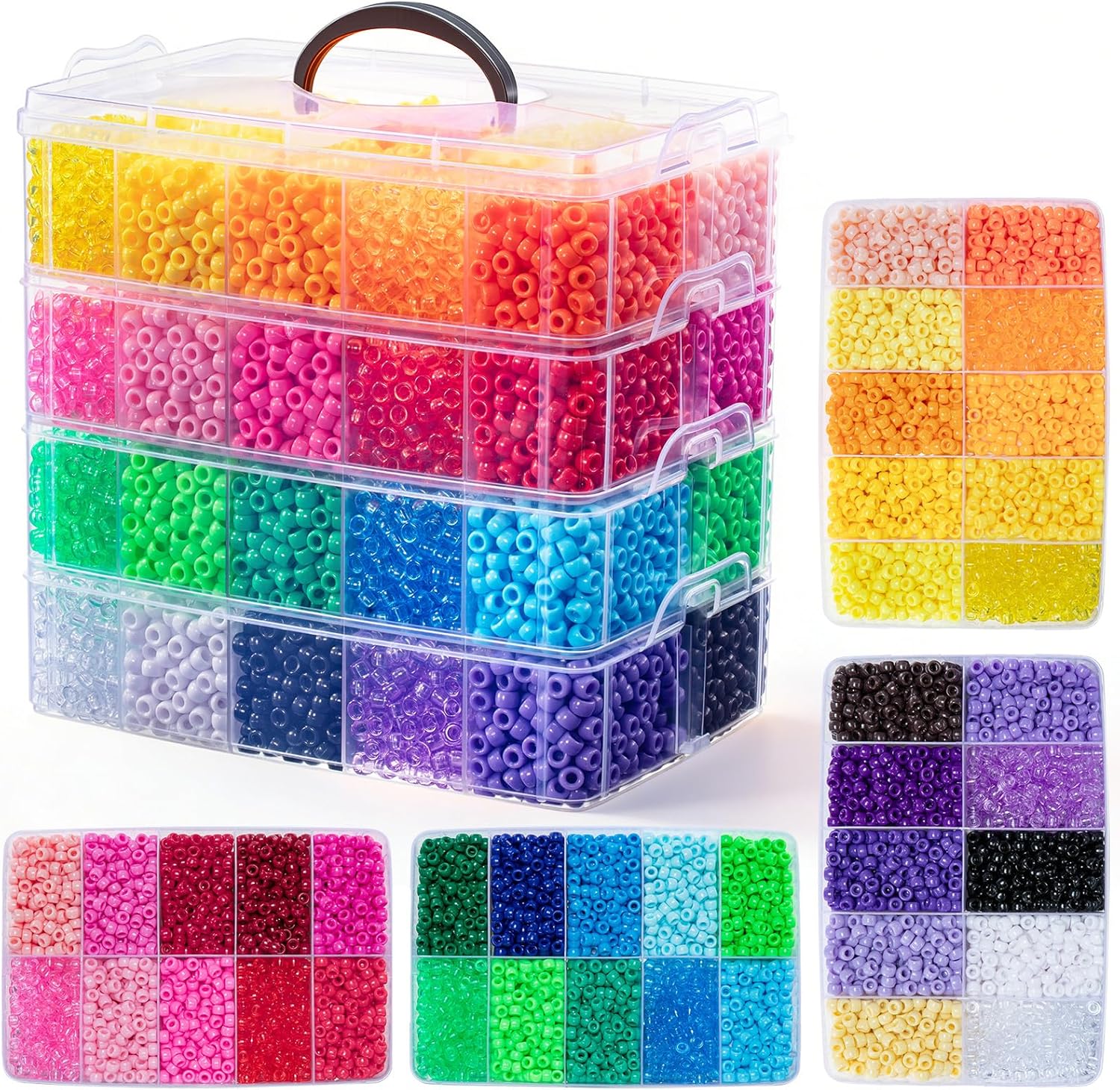 Umikk 12000PCS Pony Beads Bulk, 40 Assorted Colors, 6x9mm Bulk Kandi Beads for Hair Braiding Bracelets Jewelry Making Crafts Gifts, 6.88LB (Shockproof Package)