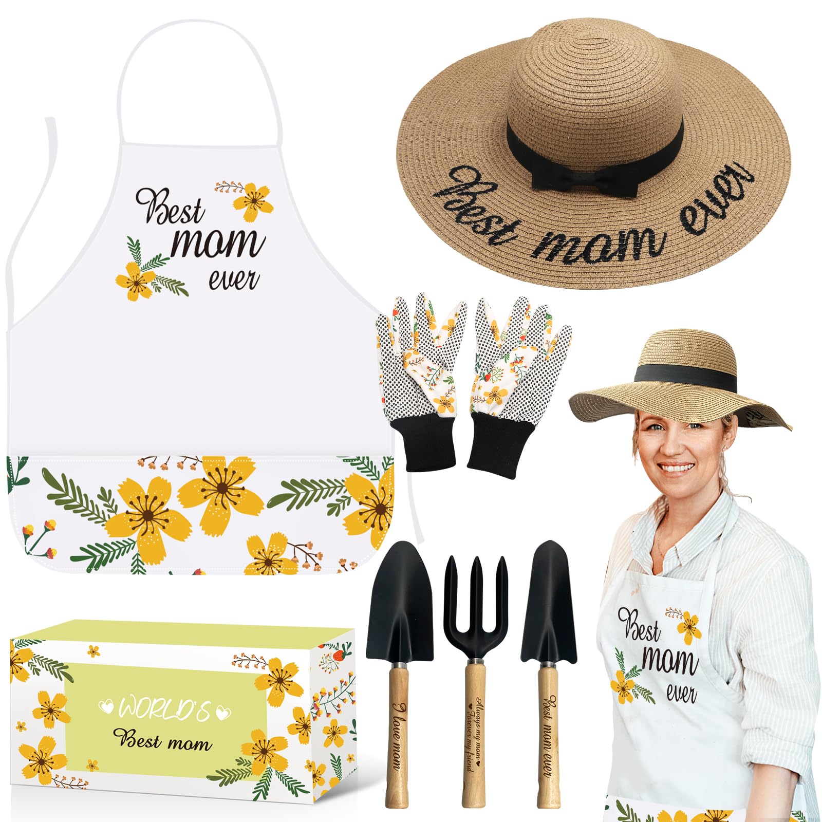Gardening Gift Set For Mother-in-Law - Includes Apron, Tools, Gloves & Hat In Floral Box - View #6