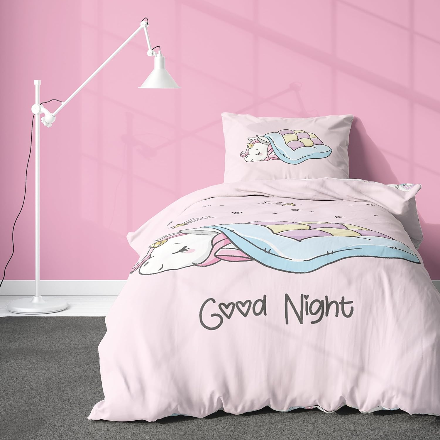 termana Unicorn Bed Linen 135 x 200 cm Children's Bed Linen Girls Pink