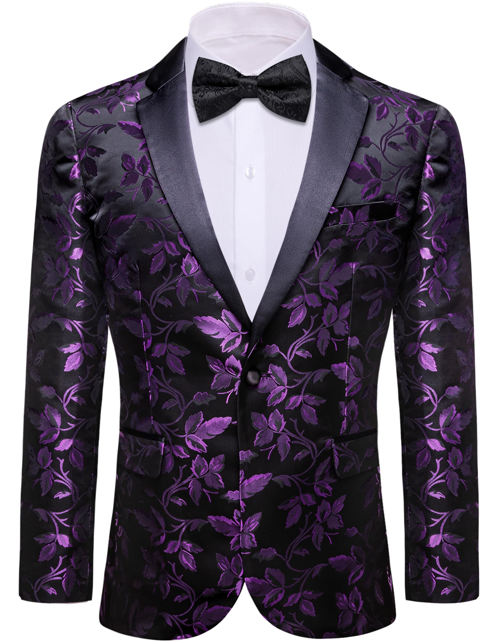 Barry.Wang Mens Floral Blazer Suit Jacket Notched Lapel Casual Sport Coat