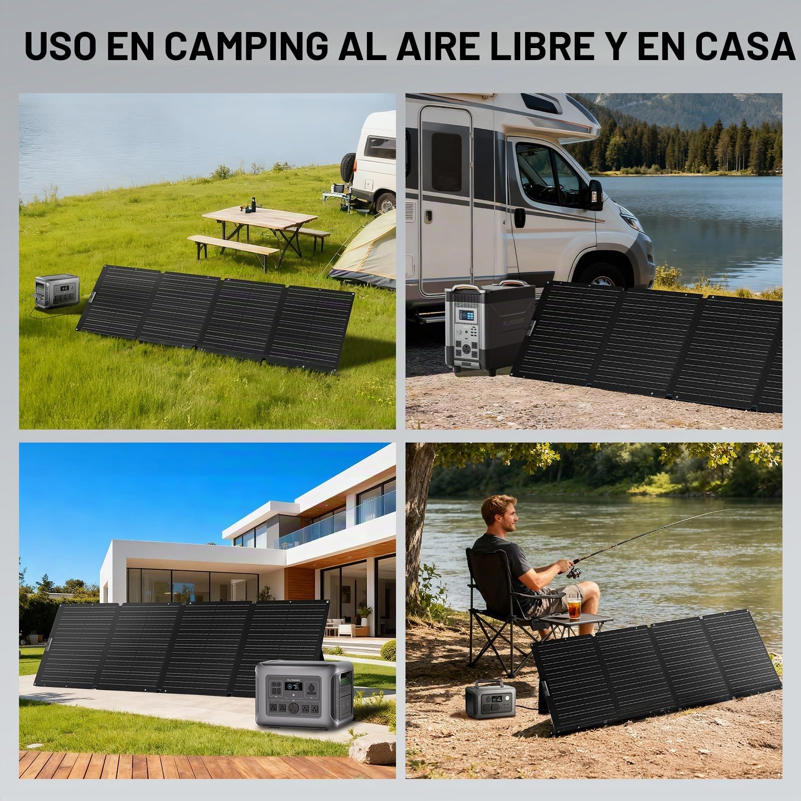 ALLPOWERS Panel solar portátil SE200 de 200 W, cargador solar plegable de alta eficiencia, IP68 impermeable, para generadores solares, camping, RV fuera de la red