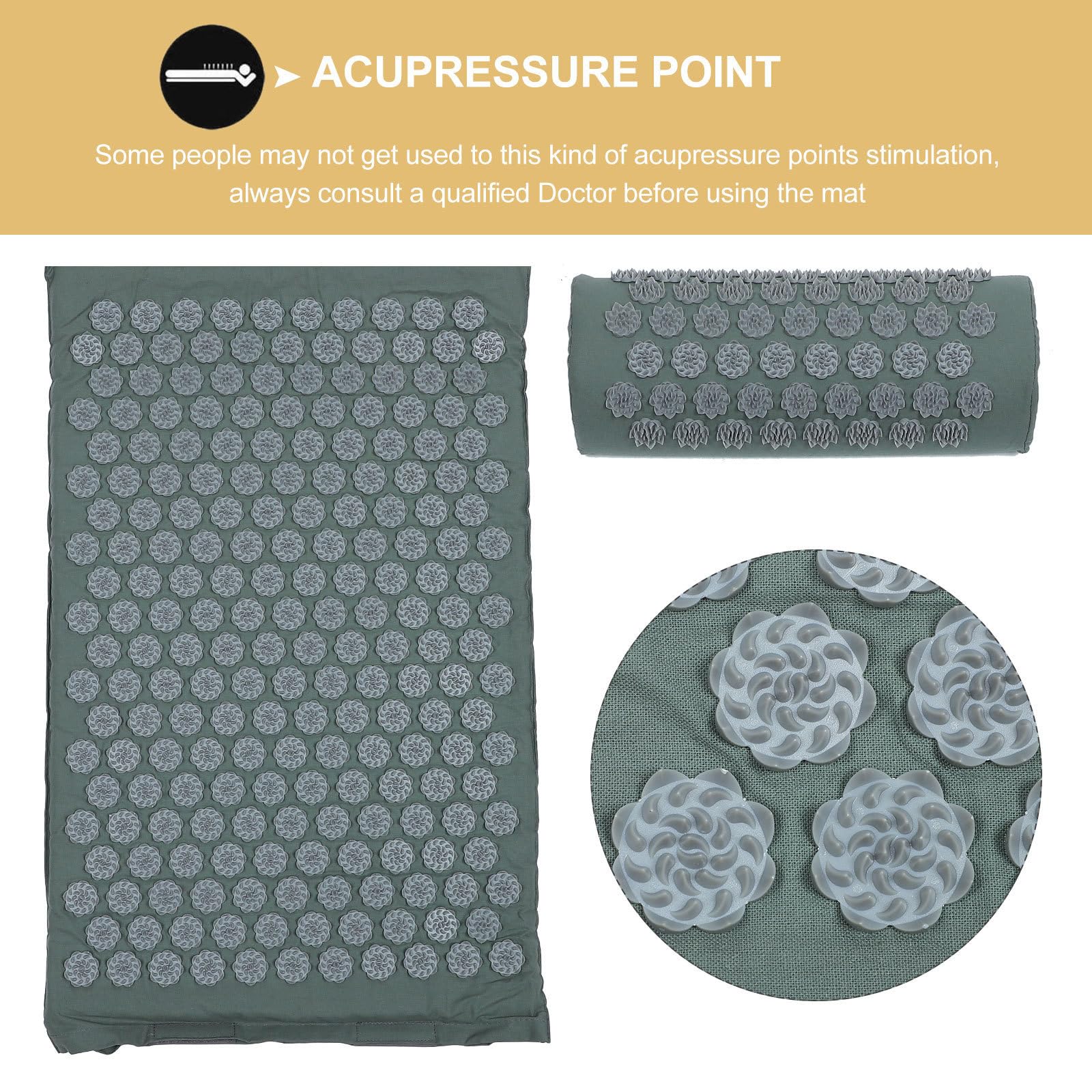 VANZACK Kit 2 Pezzi Tappetino Massaggiante e Cuscino per Agopressione in Cotone con Borsa, Strumenti Ecologici per Alleviare Dolori Muscolari e Relax Corpo e Schiena
