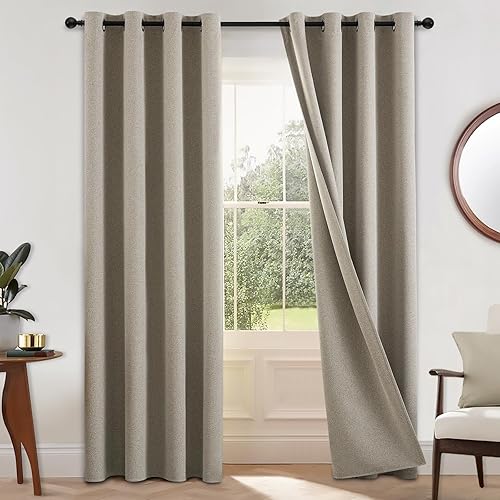 Miniatura 257 de COSVIYA Cortinas 100% opacas para dormitorio con forro negro, bloqueo de luz completa, aislamiento térmico y ojales, tratamiento de ventana de 54