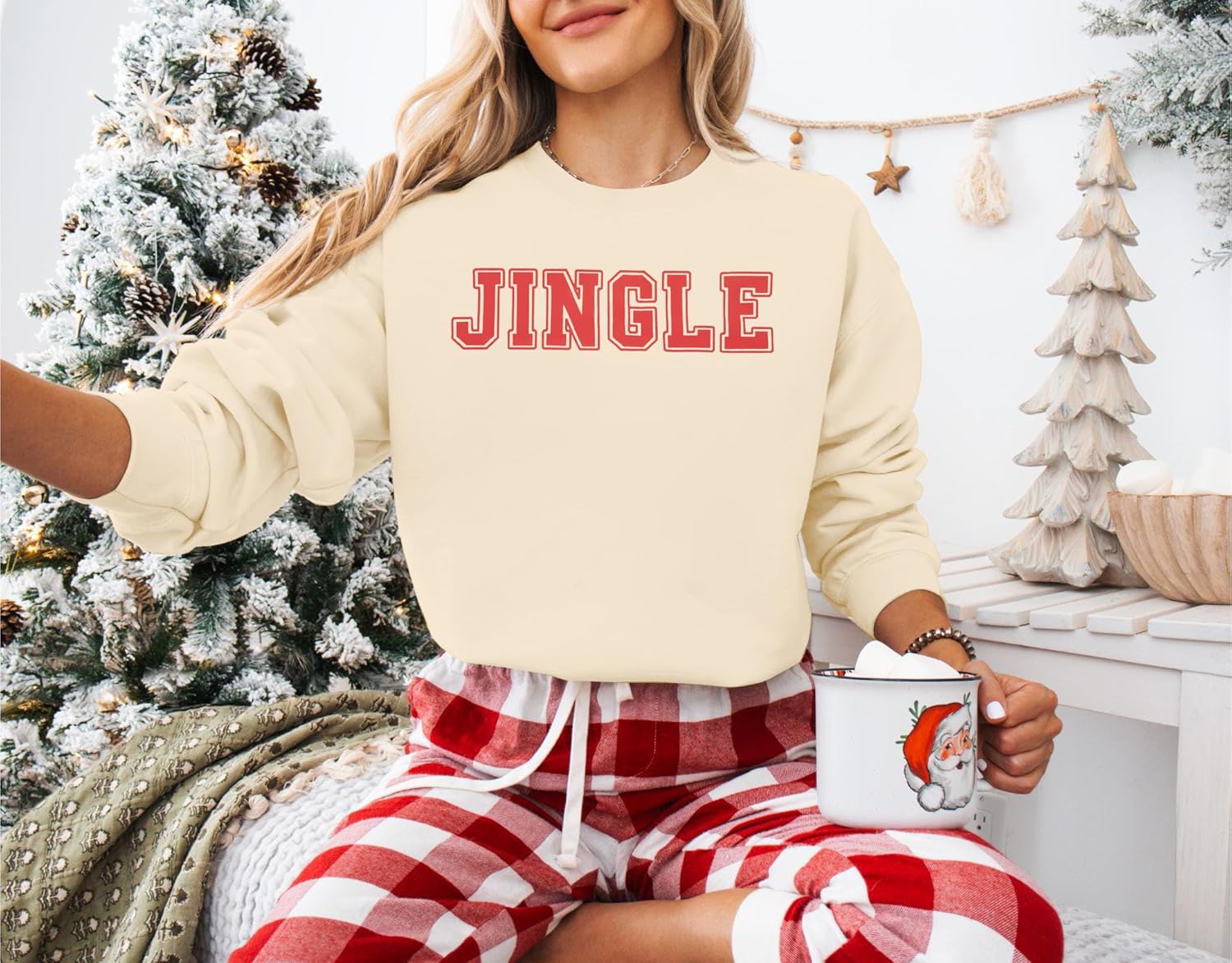 UNIQUEONE Christmas Sweatshirts for Women Oversized Christmas Tree Sweatshirt Merry Christmas Sweater Xmas Pullover Top - Image 3