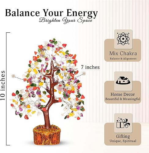 Miniatura 2 de Árbol de chakras, decoración de habitación, árbol bonsái, decoración de escritorio para mujer, piedras preciosas y cristales, árbol de la vida de