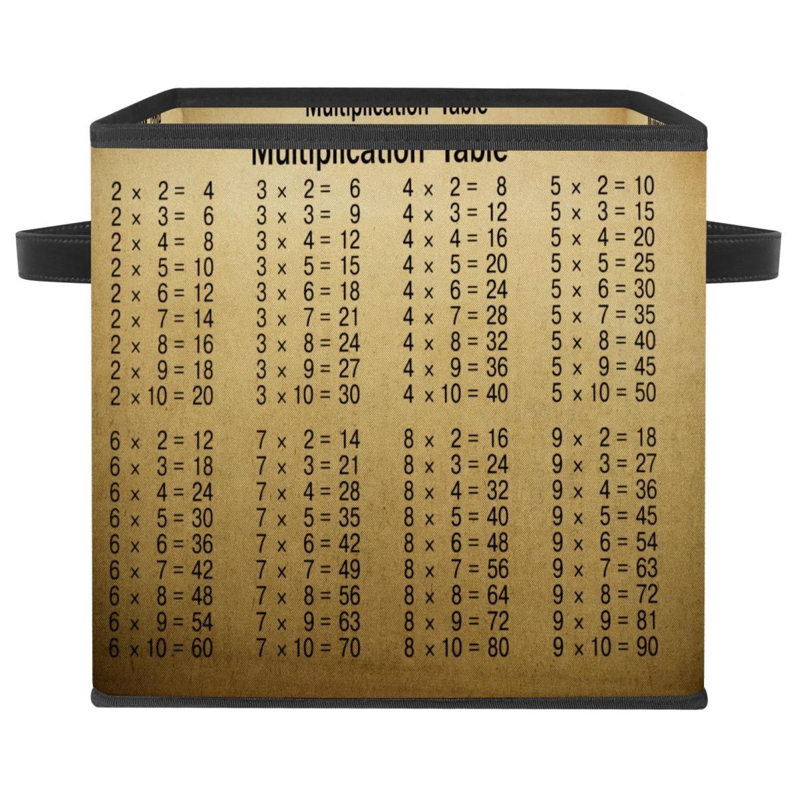 Boîte de rangement pliable pour chambre d'enfant avec table de multiplication