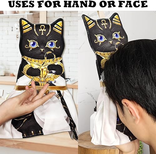 Miniatura 9 de Toallas de mano de gato para niños, toallas de gato para baño y cocina, toalla de decoración de gatos para niños, regalos de gatos para niñoscuentos