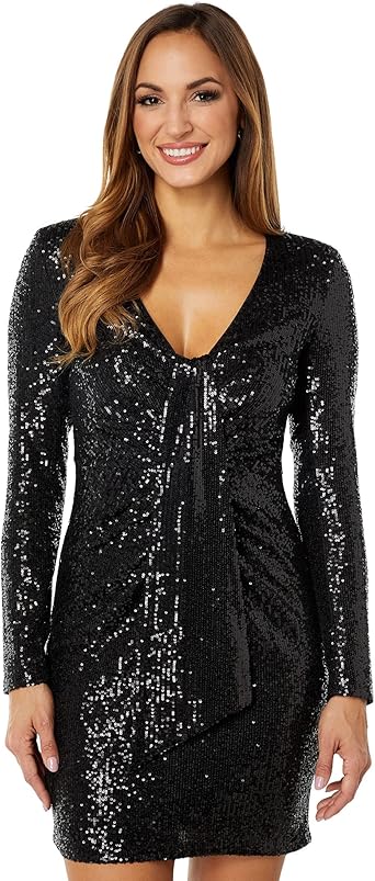 sequin deep v dress