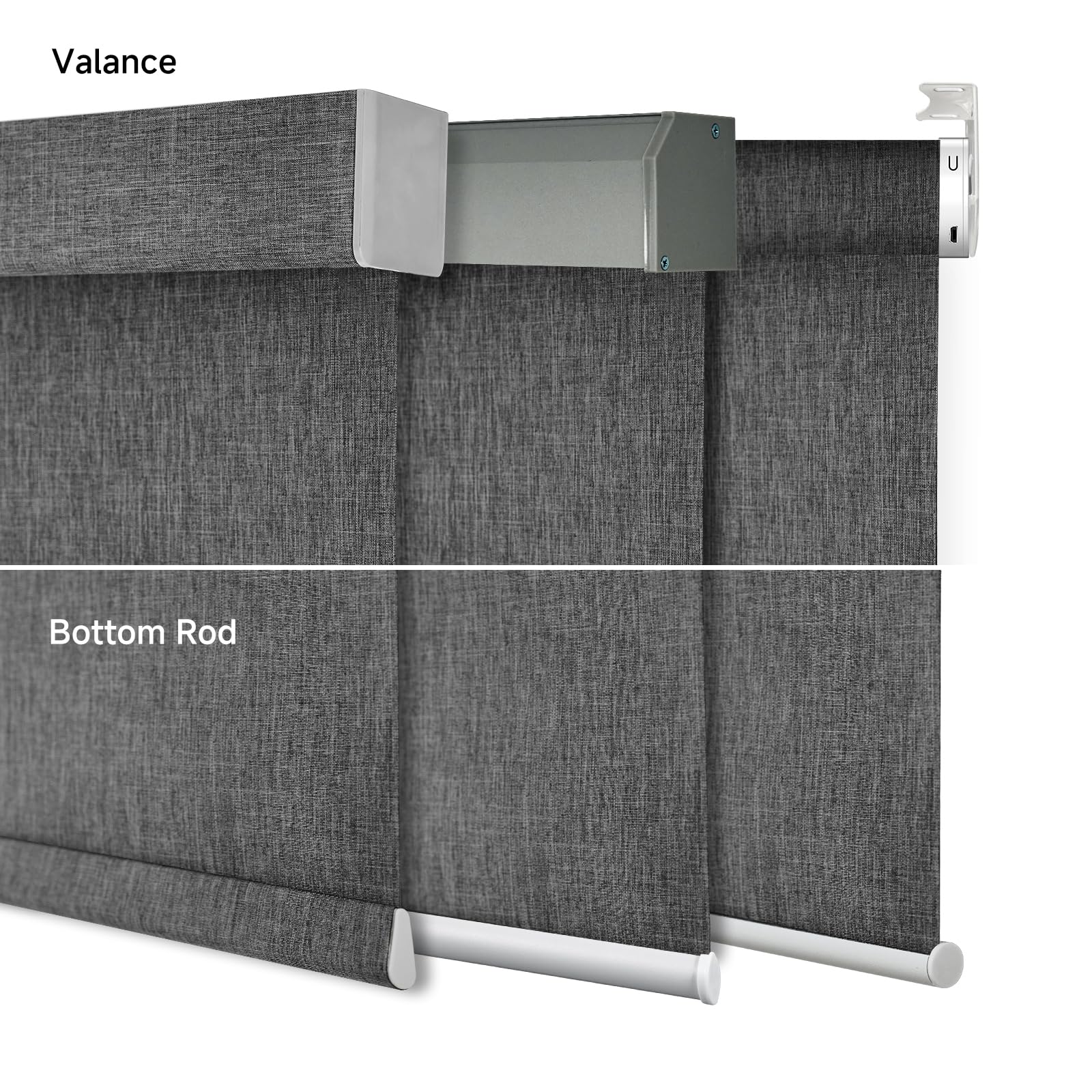 Smart Stores occultants motorisés avec télécommande – Stores à enroulement électrique de taille personnalisée pour fenêtres (tissu gris anthracite) – 50,8 cm, 279,4 cm de large, compatible avec les
