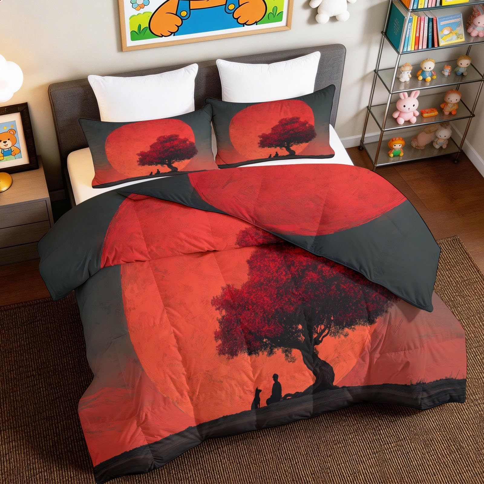 Funda nórdica de 4 estaciones 200x200 cm gris diseño botánico