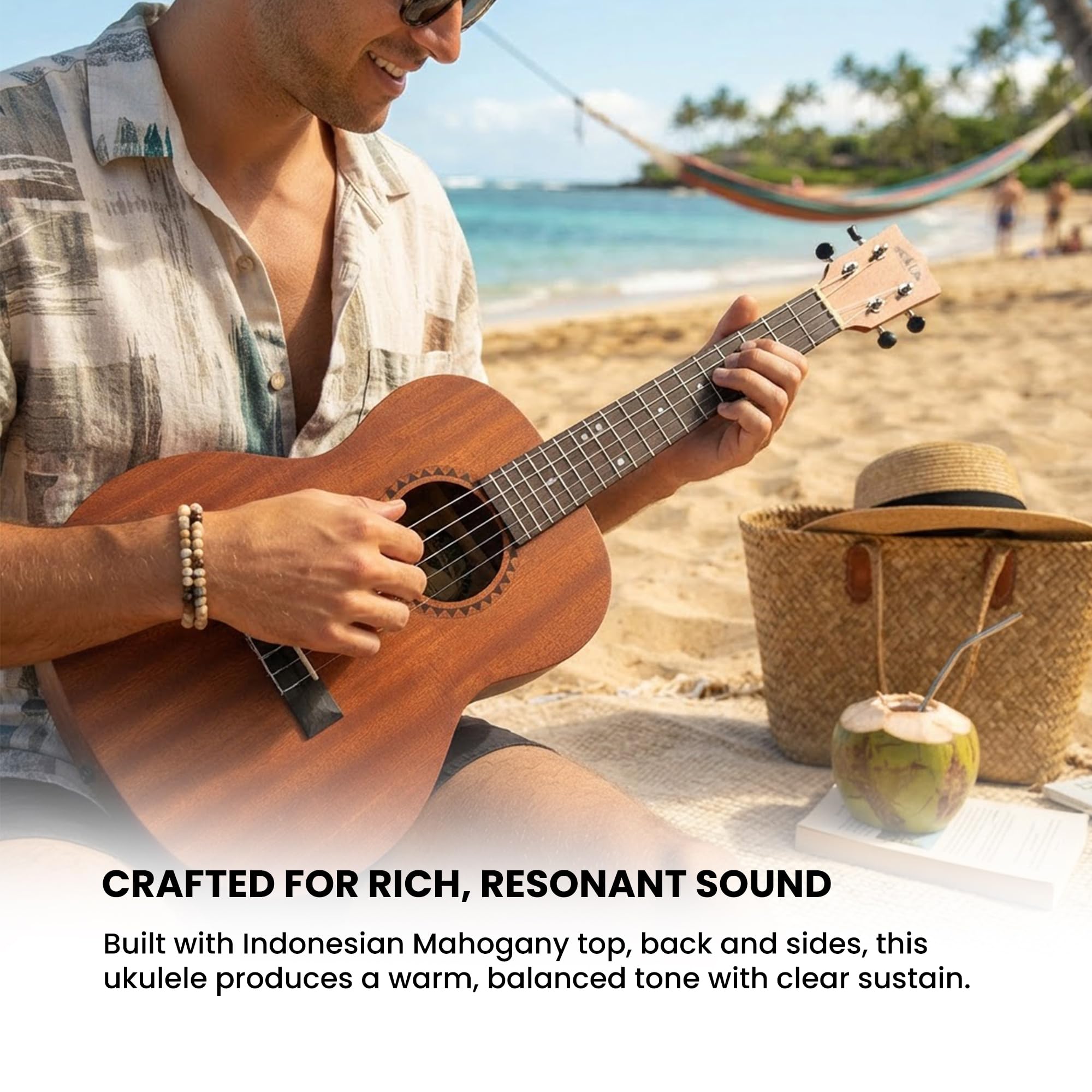 Kala - Kit ufficiale per imparare a suonare ukulele baritono, mogano satinato, include lezioni online, app di sintonizzazione e opuscolo