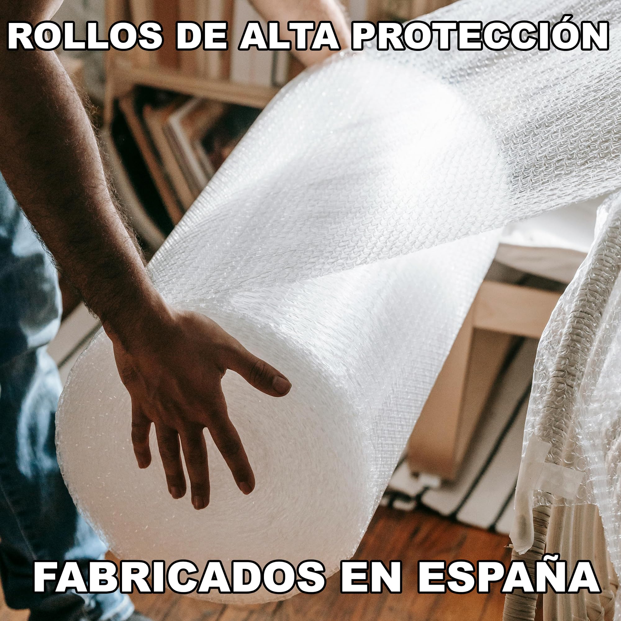 GMS - Rollo Burbuja 50cm x 100m + Cutter + precinto - Rollo Burbuja Mudanza - Rollo Burbuja Embalaje - Burbuja Mudanza, Envio y Embalaje - Papel Burbuja (50cm x 100m+Cutter+Precinto)