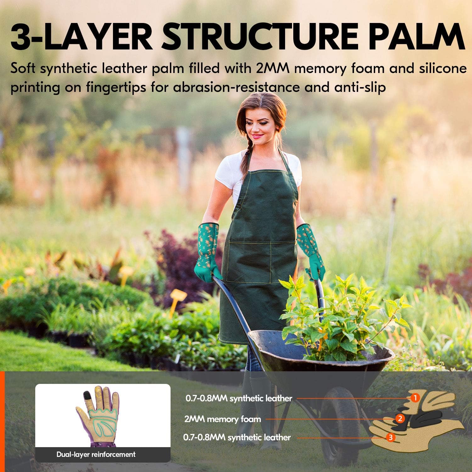 Vgo 1-Pair Women's Synthetic Leather Long Cuff Rose Garden Gloves (Size S, Purple, SL7453) : Patio, Lawn & Garden