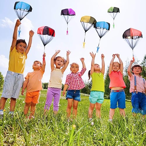 Miniatura 6 de 12 piezas de paracaídas de juguete volador de mano, paracaídas para hombres, figuras de paracaídas para Navidad, regalos de aterrizaje al aire