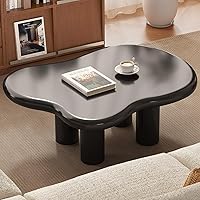 Vista 6 de HOTICKME - Mesa auxiliar Cloud para sala de estar, mesa auxiliar negra de 35.43 pulgadas con 4 patas, mesa auxiliar de estilo simple