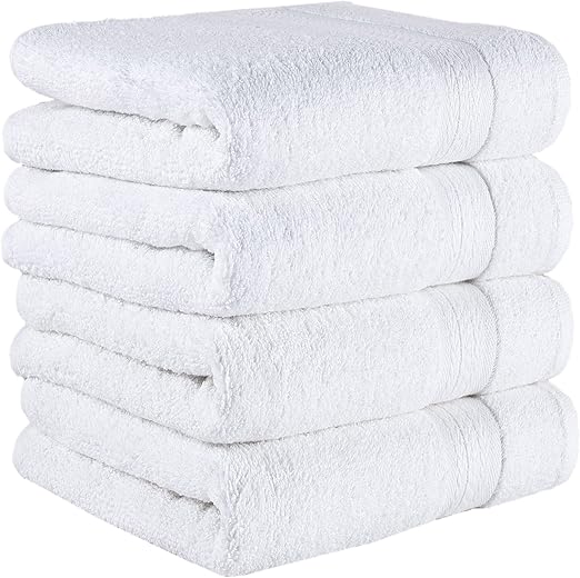 REGAL RUBY Quick-Dry 4 Pieces White Hand Towel -Bath Linen Set - Highly Absorbent 100% Turkish Cotton -Hand Towel for Bathroom Guests Pool Gym Camp Travel College Dorm Shower