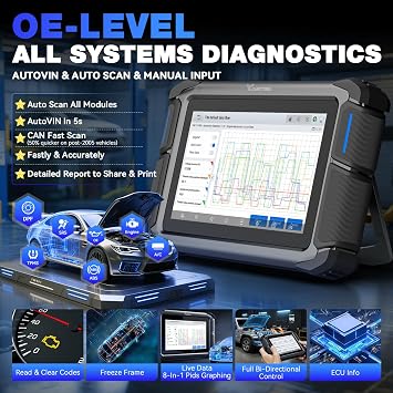 VDIAGTOOL VD70 Bi-Directional Scan Tool 2024 Newest Automotive Diagnostic Scanner 3 Years Update ECU Coding Over 36 Resets OE Full System Scan CAN FD & DoIP Key Programming Crankshaft Relearning