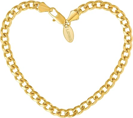 LIFETIME JEWELRY 5mm Cuban Link Chain Bracelet for Men & Women 24k Gold Plated
