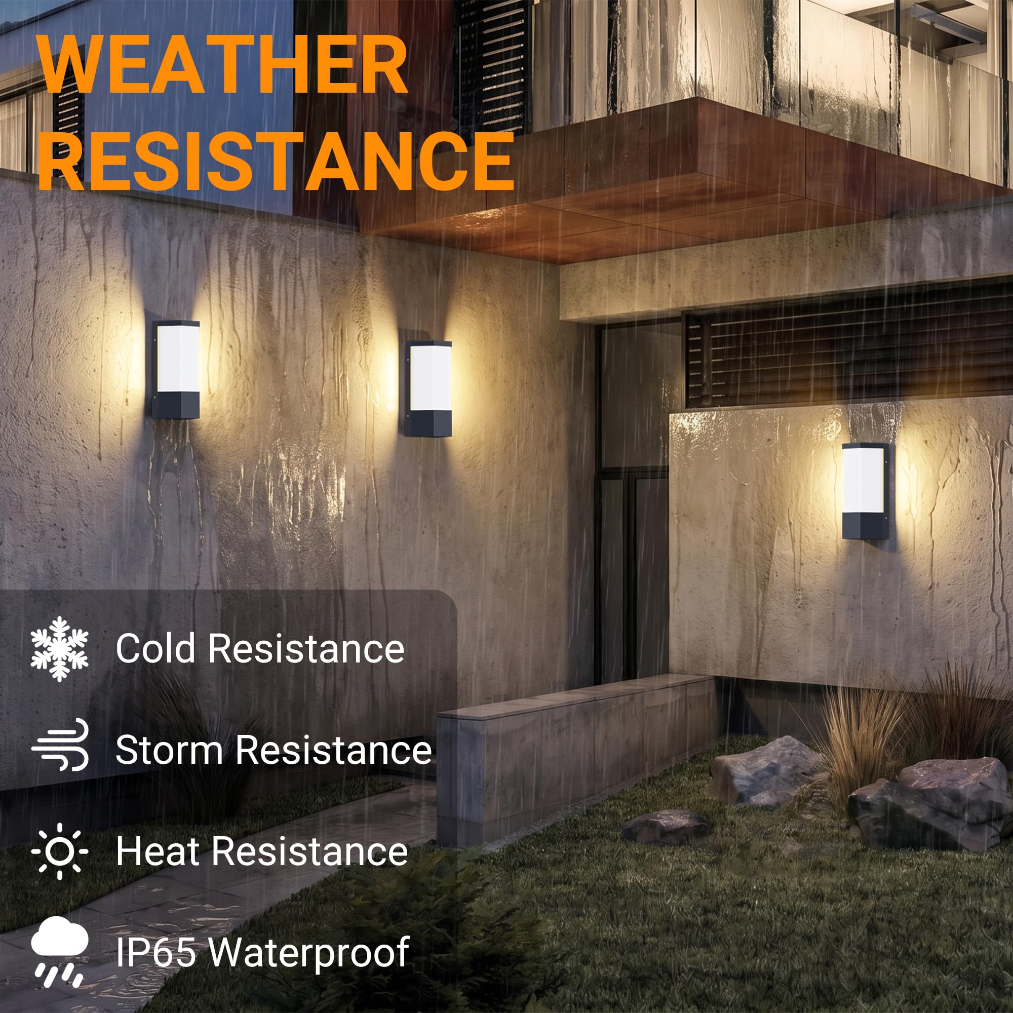 Aipsun 24W Applique Murale Exterieure Anthracite, 2000LM LED Applique d'extérieur IP65 Etanche, Decoration Exterieur Applique pour Jardin, Terrasse, Proche, Patio, Villa, Couloir(Blanc chaud, 1PCS)