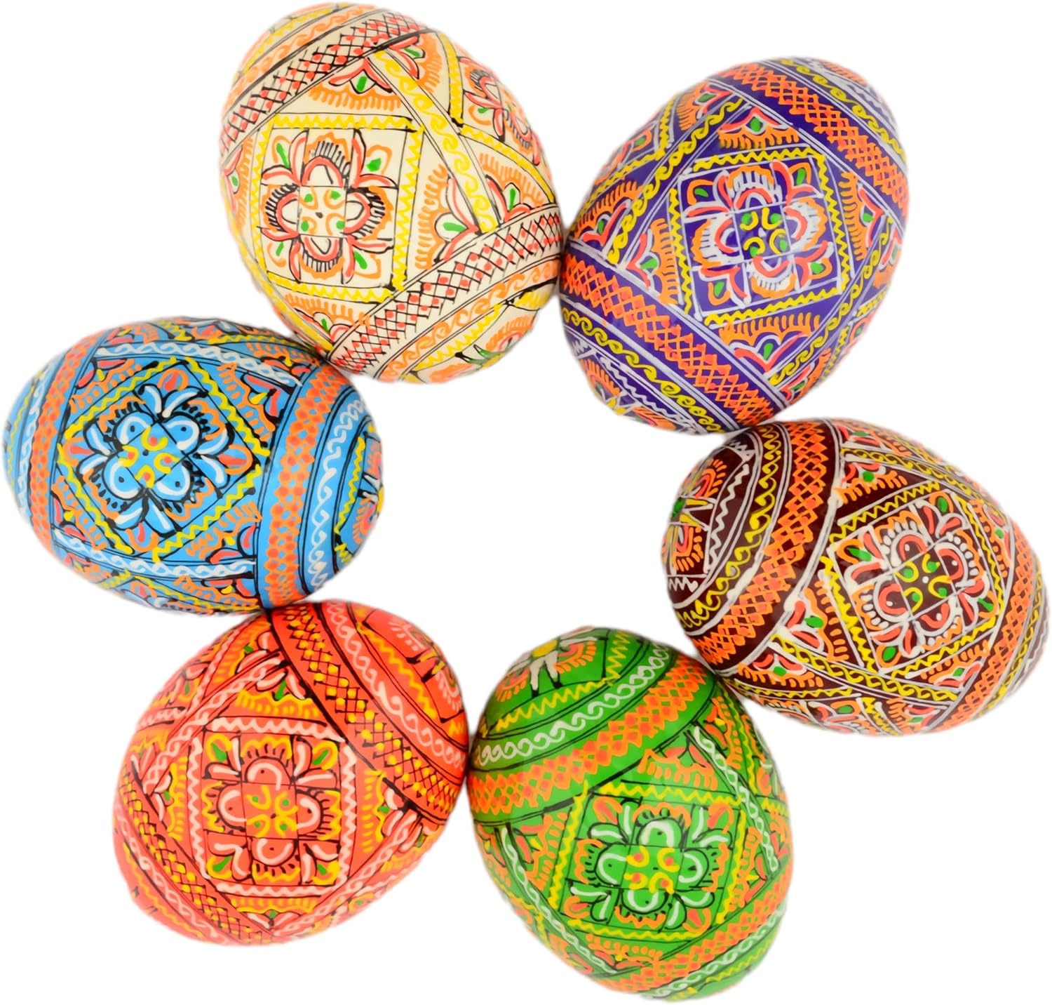 Easter Painted Eggs Wooden Ukrainian Pysanky Pysanka. Polish Pisanki. Czech Kraslice. Set of 6