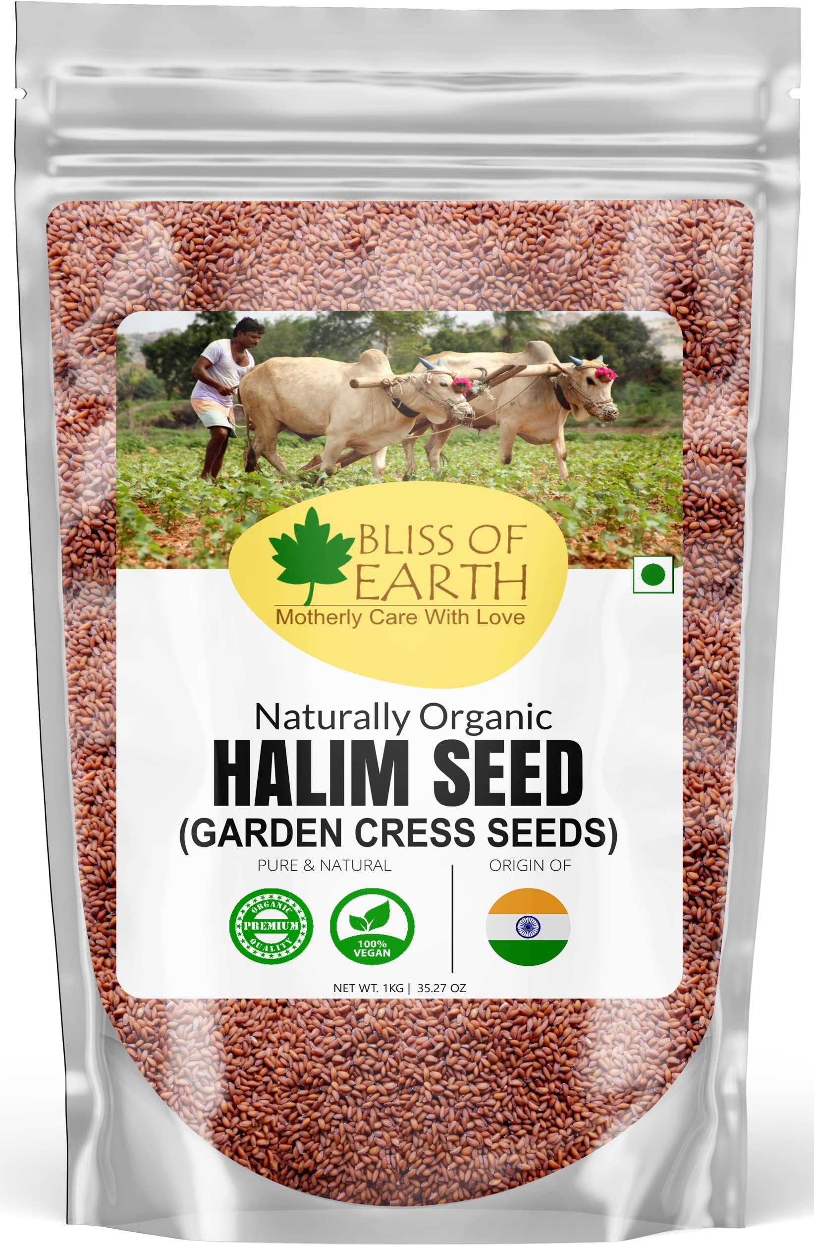 Bliss of Earth Halim Seeds for Eating, Organic Halim Seeds for Hair, Natural Garden Cress Seeds for Planting, Organic Aliv Seeds for Immunity Boost & Weight Management (Superfood) – 1kg