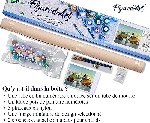 Vista 443 de Figured'Art - Juego de pintura por números, lienzo enrollado sin marco, para manualidades, para adultos, 16 x 20 pulgadas, jarrón de peonías