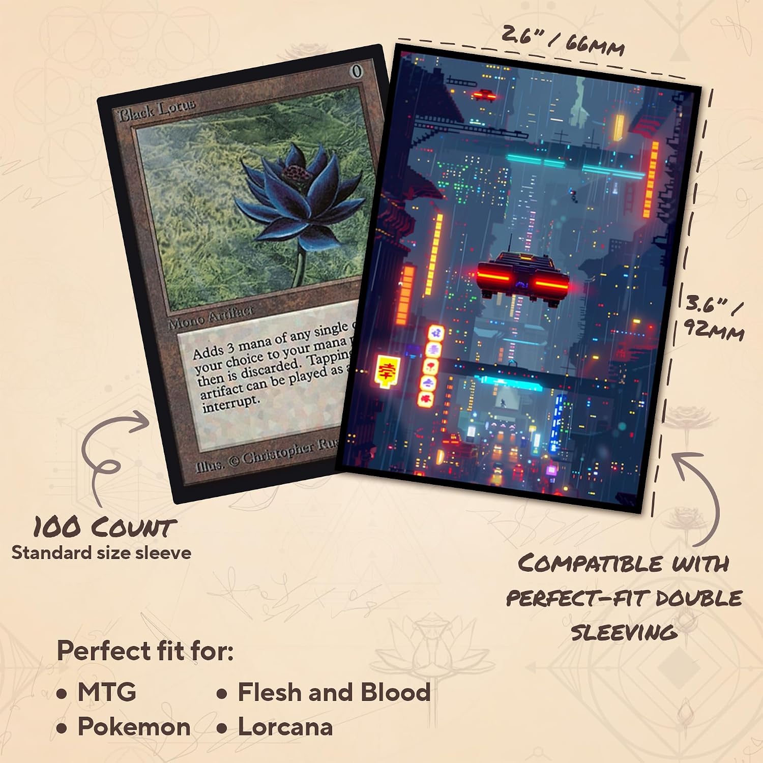 Bladerunner MTG Card Sleeves (Textured) - 104 Count Standard Size TCG Sleeves - Compatible with Magic The Gathering - Double Sleeving - Original Art Design, Premium Protection