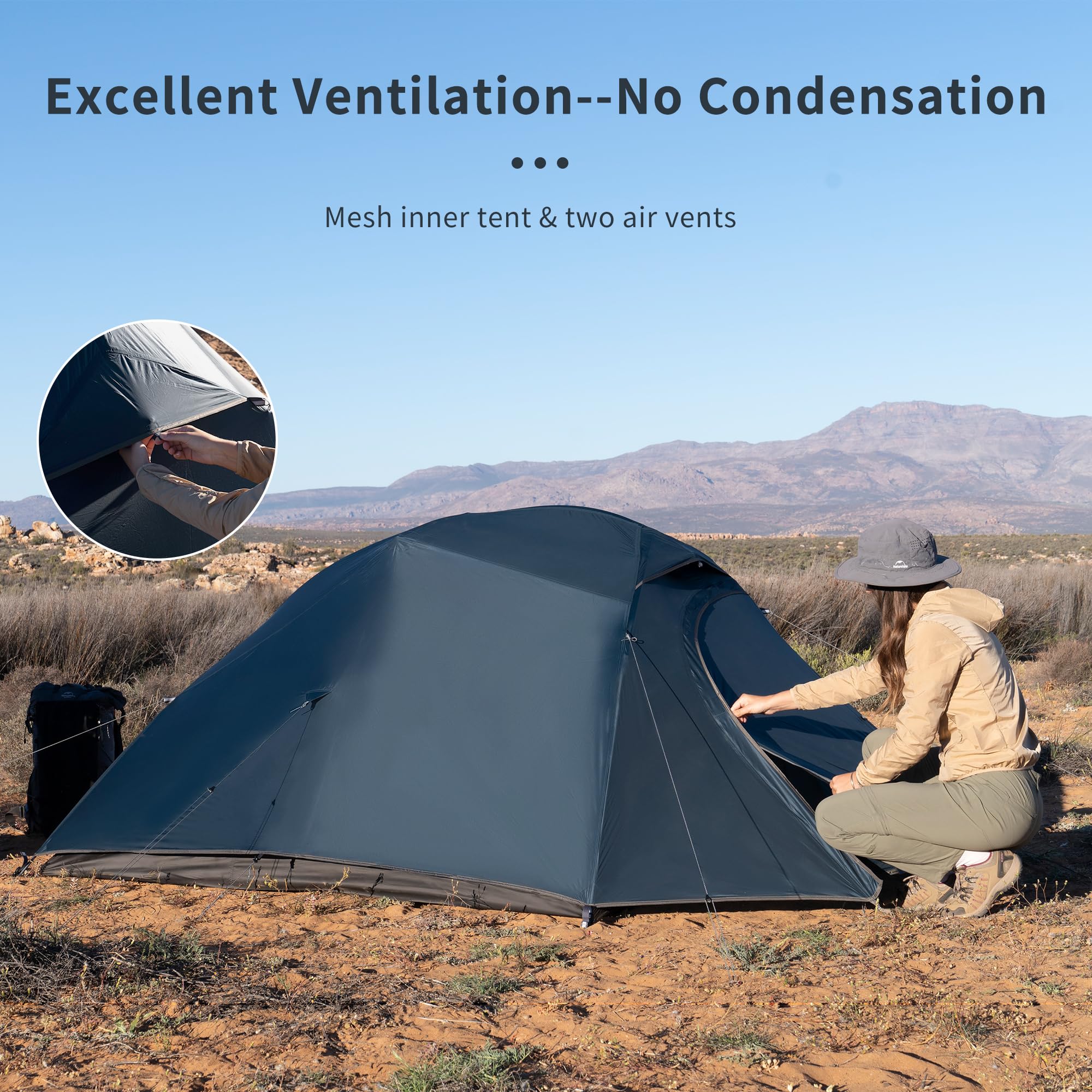 Naturehike Neu Cloud-up 3 Pro/Base Ultraleichtes Zelte 3 Personen Zelt 3-4 Saison für Camping Wandern