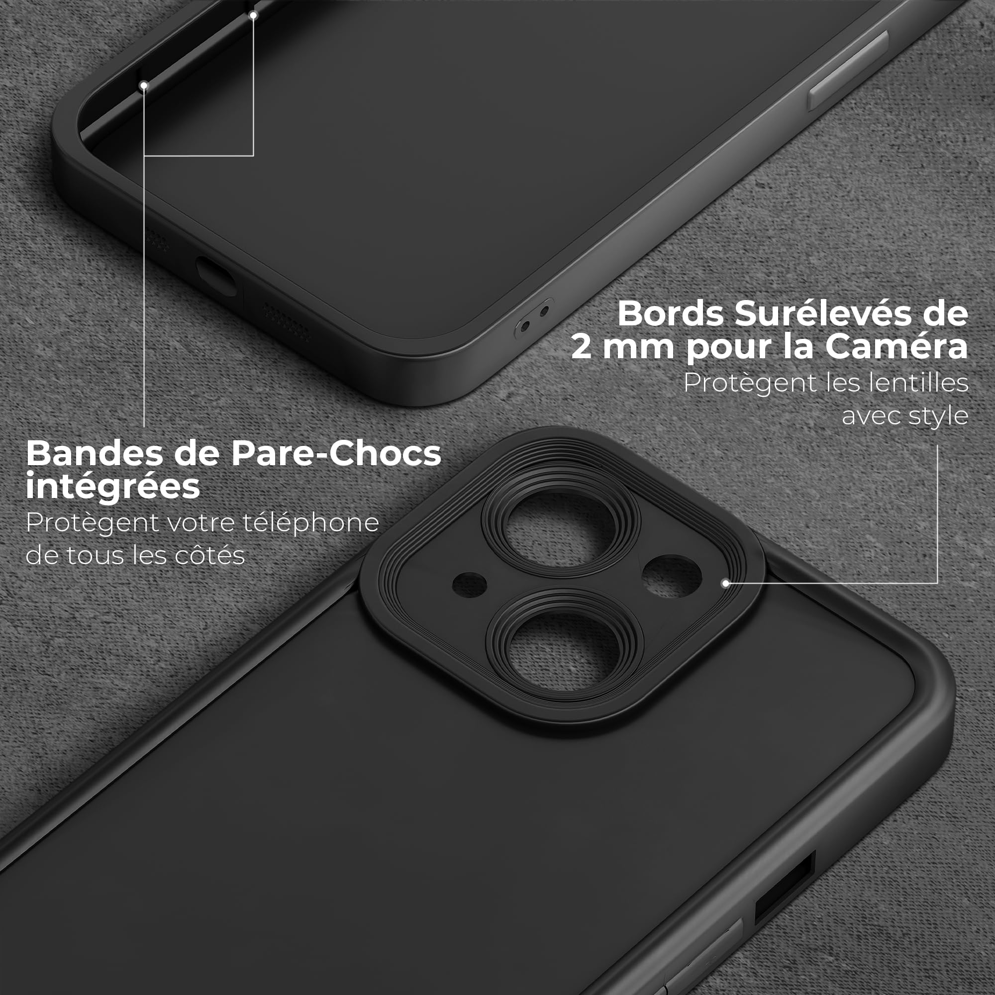 Coque Moozy RimUP Pour IPhone 13 Mini - TPU Flexible Anti-choc, Bords Surélevés 2 Mm, Couleur Taupe Gris