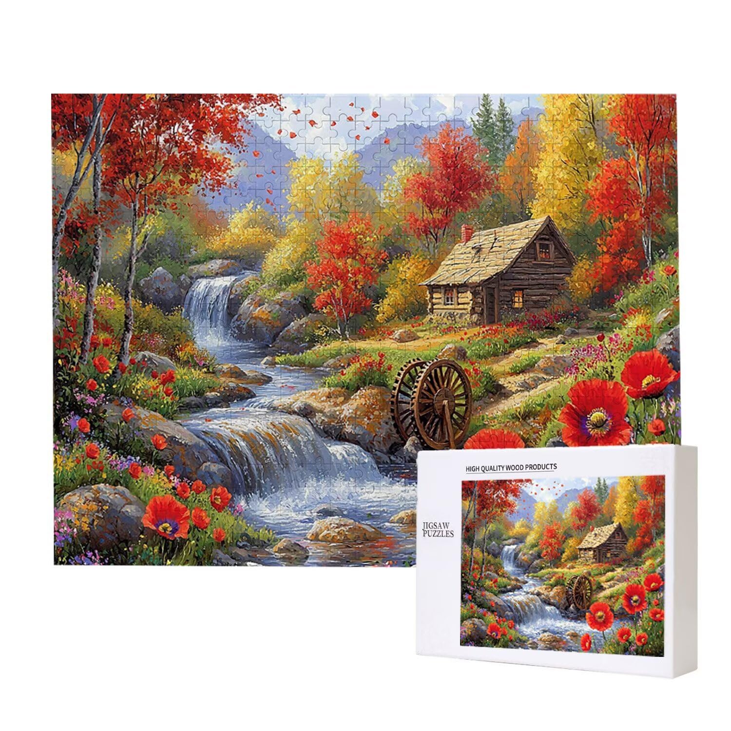 Puzzle 6000 elementów, puzzle dla dorosłych, wyzwanie puzzle, puzzle dla całej rodziny, napis na plecach, prezenty dla mężczyzn i kobiet, temat: (leśny domek) z-731