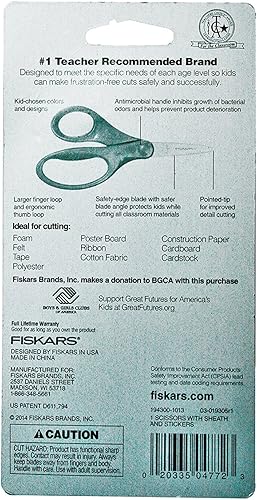 Miniatura 3 de Tijeras con punta puntiaguada de 5 pulgadas para niños, color morado con funda, Rosado