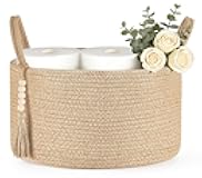 Mkono Storage Basket for Toilet Tank Top Boho Bathroom Decor Woven Rope Toilet Paper Tray Organizer for Shelf Bedroom Living Room, Jute, 13